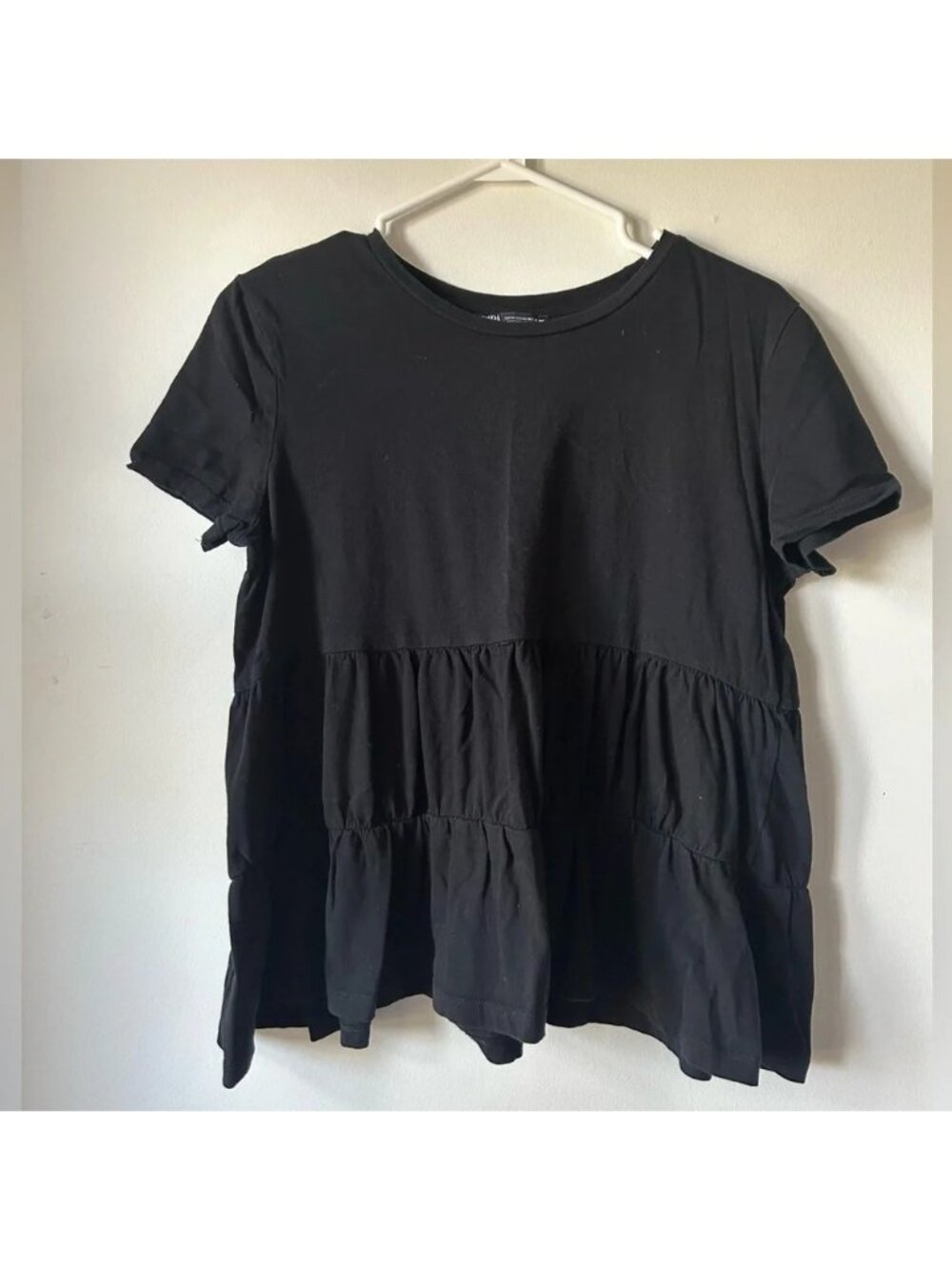 Zara Black Ruffle T Shirt